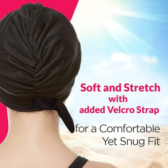 Beemo Swim Cap for Women Polyester Latex Lined Adjustable Velcro - White - Picture 2 of 7